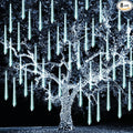 TW SHINE White Christmas Meteor Shower Lights Outdoor, 288LED 12" 8 Tubes Waterproof Christmas Lights Outdoor Plug in, Snow Falling Rain Icicle Xmas Lights Decorations, White