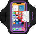 Armband for Samsung Galaxy S25/S24/S23/S22/S21/S20/S10/S9/S8,Galaxy A01/A8/A10e/A20e/A41/M01/Xcover 5,Water Resistant Sport Armband with Zipper Slot for Galaxy Buds (Purple)