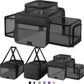 Top and 2 Sides Expandable Cat Carrier 17x11x11, TSA Airline Approved Dog Carriers for Medium Dogs, Soft-Sided Pet Carrier with Self-Locking Zippers for Kitten,Rabbit, Puppy, Guinea Pig Black