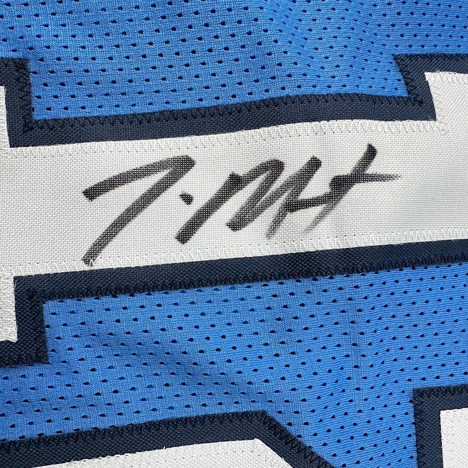 Framed Autographed/Signed Ja Morant 35x39 Memphis Light Blue Basketball Jersey JSA COA