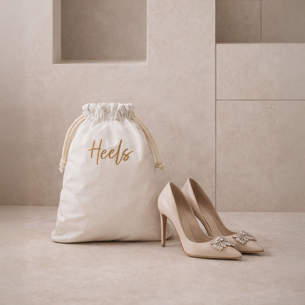 Personalized Embroidered Shoe Pouch – Drawstring Travel Bag