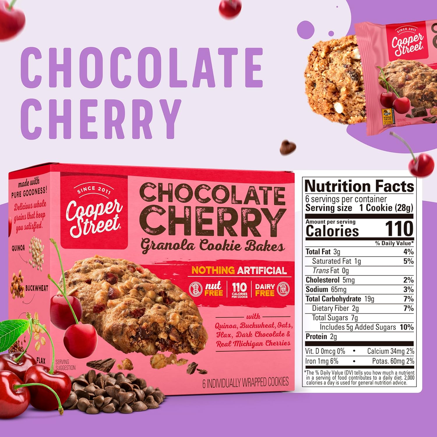 Cooper Street Chocolate Cherry Granola Bakes, 6 oz (Pack of 6)