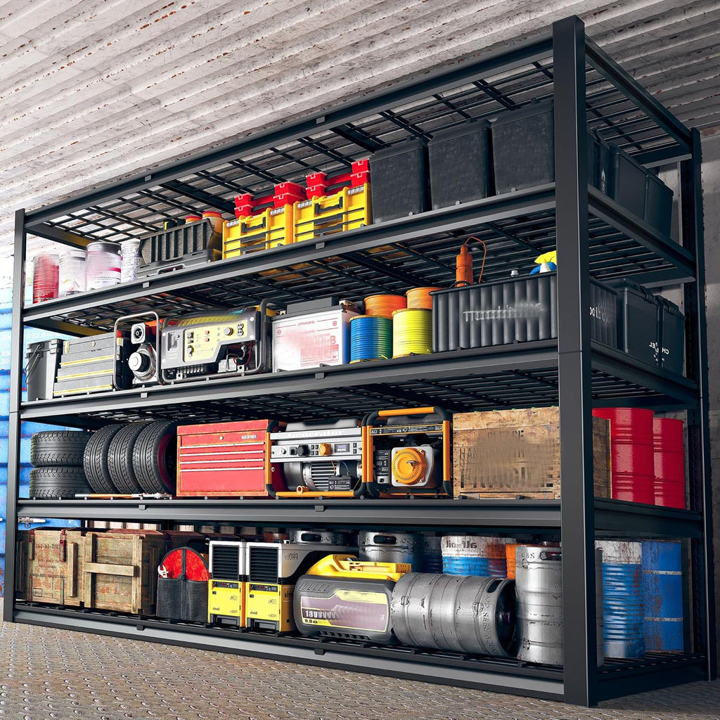 REIBII 60" W Garage Shelving Heavy Duty Metal Shelving 3000LBS Storage Shelves Adjustable Metal Shelves for Storage Industrial Garage Shelves for Warehouse Basement 60" W x 24" D x 72" H