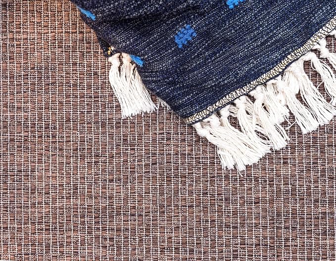 Unique Loom Outdoor Border Collection Area Rug - Soft Border (2'x 6' 1" Runner, Brown/ Ivory)