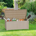 150GAL Brown Large - Capacity Outdoor Deck Box with Lock Hole – Waterproof, SGS - Certified UV Resistance, Ideal for Storing Patio Furniture Sets & Seasonal Decor, Hassle - Free Setup