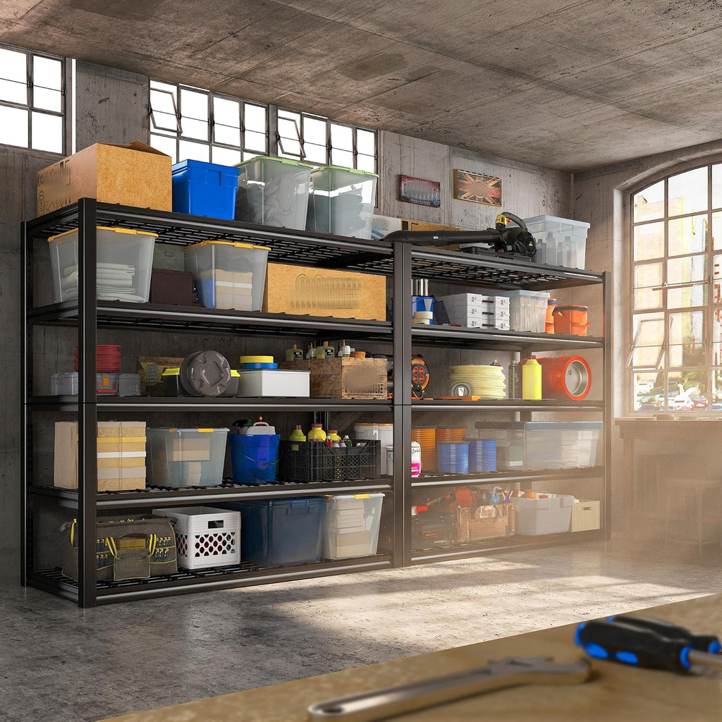 REIBII 48.2''W Garage Shelving Heavy Duty Metal Shelving 3000LBS Storage Shelves Adjustable Metal Shelves Industrial Garage Shelf for Warehouse Basement 48.2 "W x 24.2" D x 72.2 "H