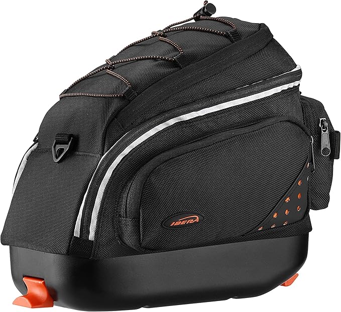 Ibera Bike Bag Mini Commuter 9.5L - Clip-On Bike Rack Bag with Shoulder Strap - Hard Base Reflective Trim Taillight Compatible - Bicycle bag for Folding & Small Bikes, PAKRAK ONLY FOR IBERA MINI RACKS