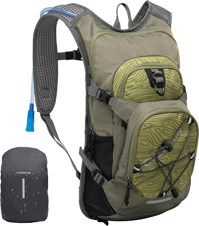 Everfun Hydration Backpack 18L with Water Bladder 2L/3L Hiking Water Backpack Women Men Hydration Pack Insulated Lightweight Day Hydropack with Storage for Hiking, Biking, Running, Festival