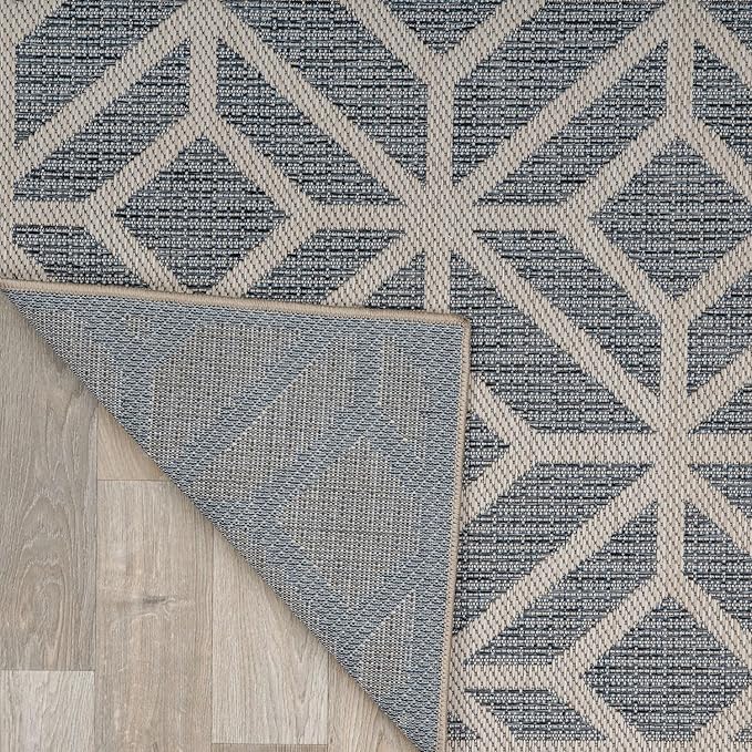 Rugshop Contemporary Geometric Indoor/Outdoor Square Rug 6' 6" Blue