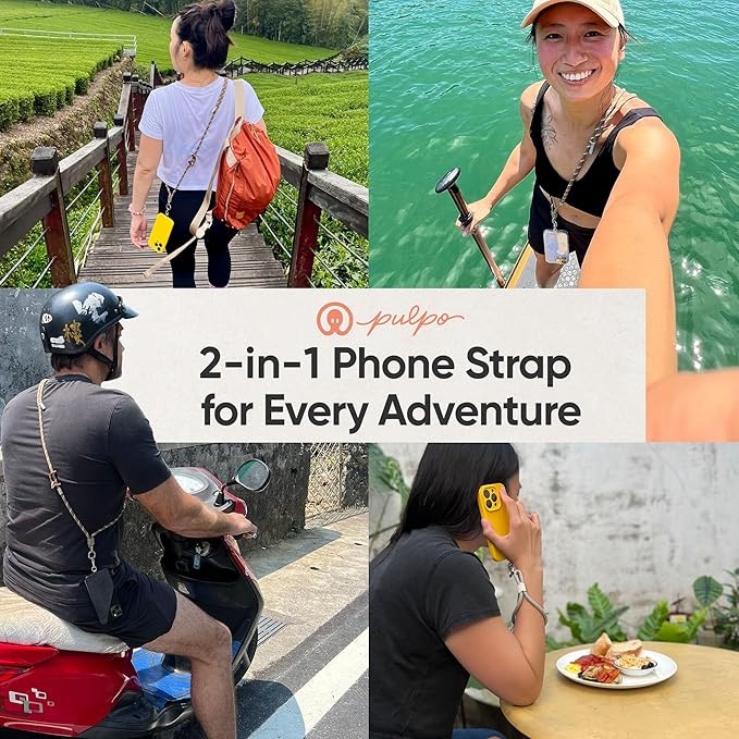Pulpo 2-in-1 Cell Phone Wrist Strap and Lanyard Green & Orange - Anti Theft Phone Lanyard for Men & Women, Wrist Straps for Phones, Lanyards for Smartphones, Adjustable Cellphone Leash & Strap Tether