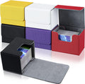 Yookeer 6 Pack Leather Deck Cases 100+ Card Deck Game Box Magnetic Playing Card Storage Box for 100 Plus Cards Compatible with Tcg(White,Black,Red,Yellow,Purple,Horizontal)