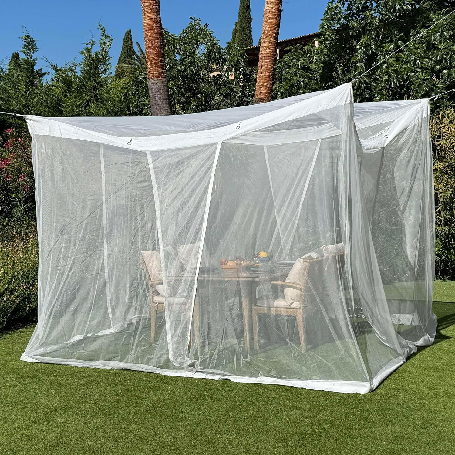 Mosquito Net for Patio 11.5 x 8.2 FT | Very Large Sizes & Fabric Designed for Outdoors | Insect House Screen Netting for Gazebo, Porch & Garden Terrace | White Outside Canopy Bug Protection