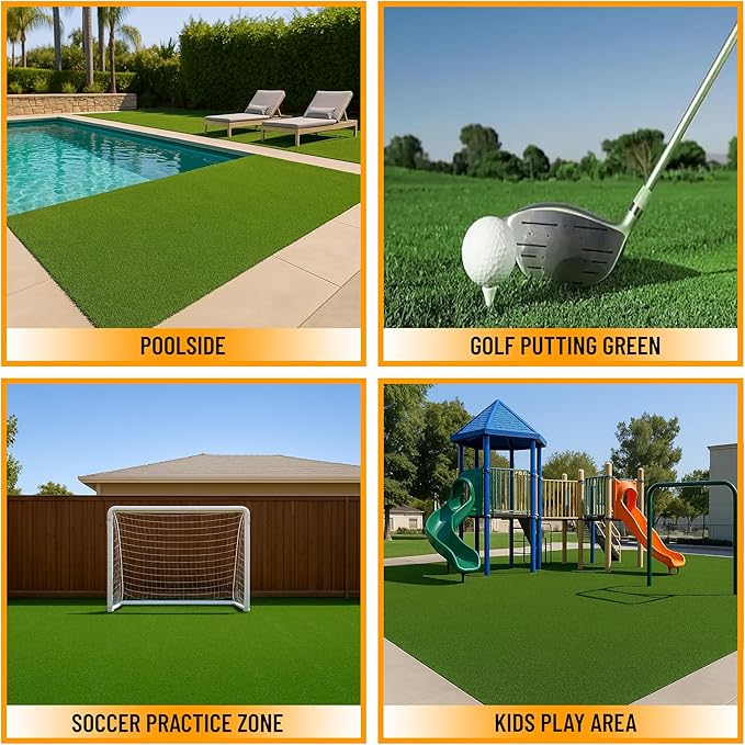 Ottomanson Artificial Turf Golf Hitting Mat 6'6" x 23' Indoor/Outdoor Waterproof Synthetic Fake Grass for Putting Practice Baseball Football Sports Gym Backyard, Custom Size 2' up to 30'