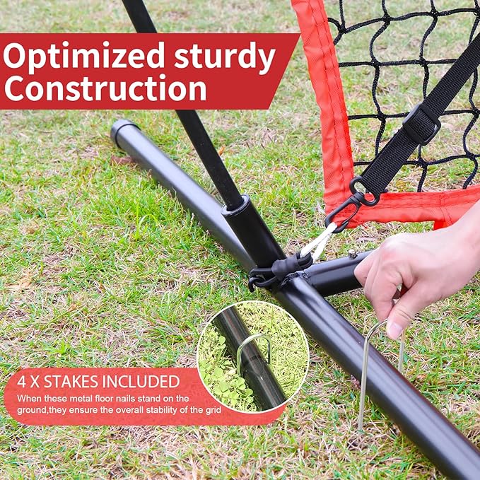 6'X6' Baseball Softball Practice Net with Batting Tee and Ball Caddy, Bonus Strike Zone Target and Bow Frame, for Hitting, Pitching, Catching