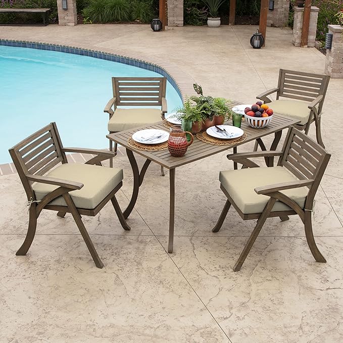 Arden Outdoor Seat Cushion, 19 x 19, Rain-Proof, Fade Resistant Tan Leala
