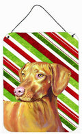 Vizsla Candy Cane Holiday Christmas Wall or Door Hanging Prints Aluminum Metal Sign Kitchen Wall Bar Bathroom Plaque Home Decor Front Door Plaque, 12x16, Multicolor