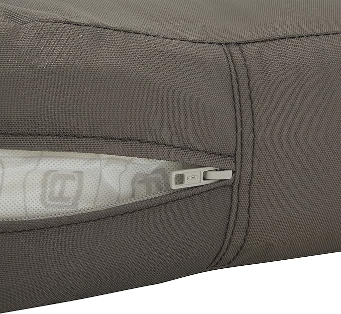 Classic Accessories Ravenna Water-Resistant 21 x 19 x 5 Inch Patio Seat Cushion, Dark Taupe, Patio Loveseat Cushion