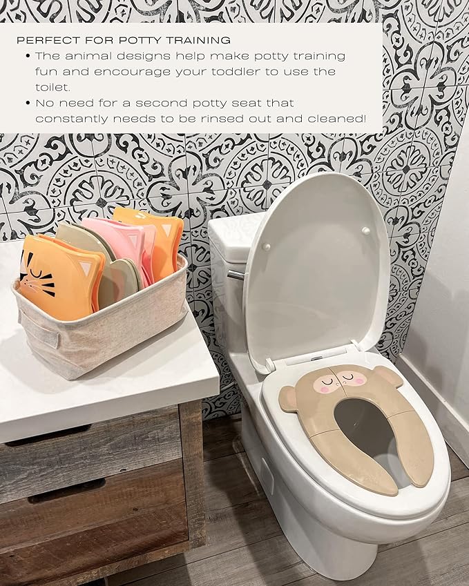 Hippypotamus Travel Potty Seat for Toddler - Folding Potty Training Seat - Portable Toilet Seat Cover for Baby & Kids (PINK Unicorn)