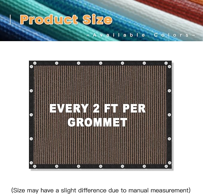 VICLLAX Shade Fabric Sun Shade Cloth with Every 2 FT Grommets for Patio Garden Pergola Cover Canopy 4x14 FT, Mocha