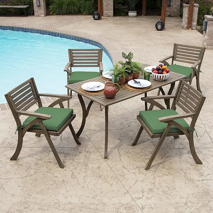 Arden Selections Rocking Chair Cushion, 19 x 18, Rain-Proof, Fade Resistant, Cushions for Rocking and Outdoor Chairs 18 x 19, Moss Green Leala (Pack of 4)