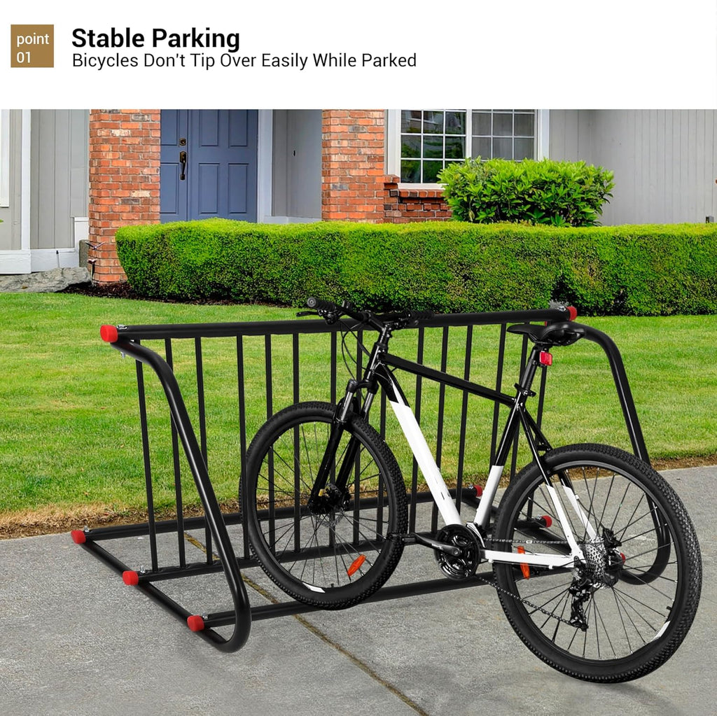 10 Holders Commercial Grid Bike Racks, 60" Length Outdoor Bike Rack, Powder Coated Steel Floor Bike Rack for Garages, Stores, Schools & Universities