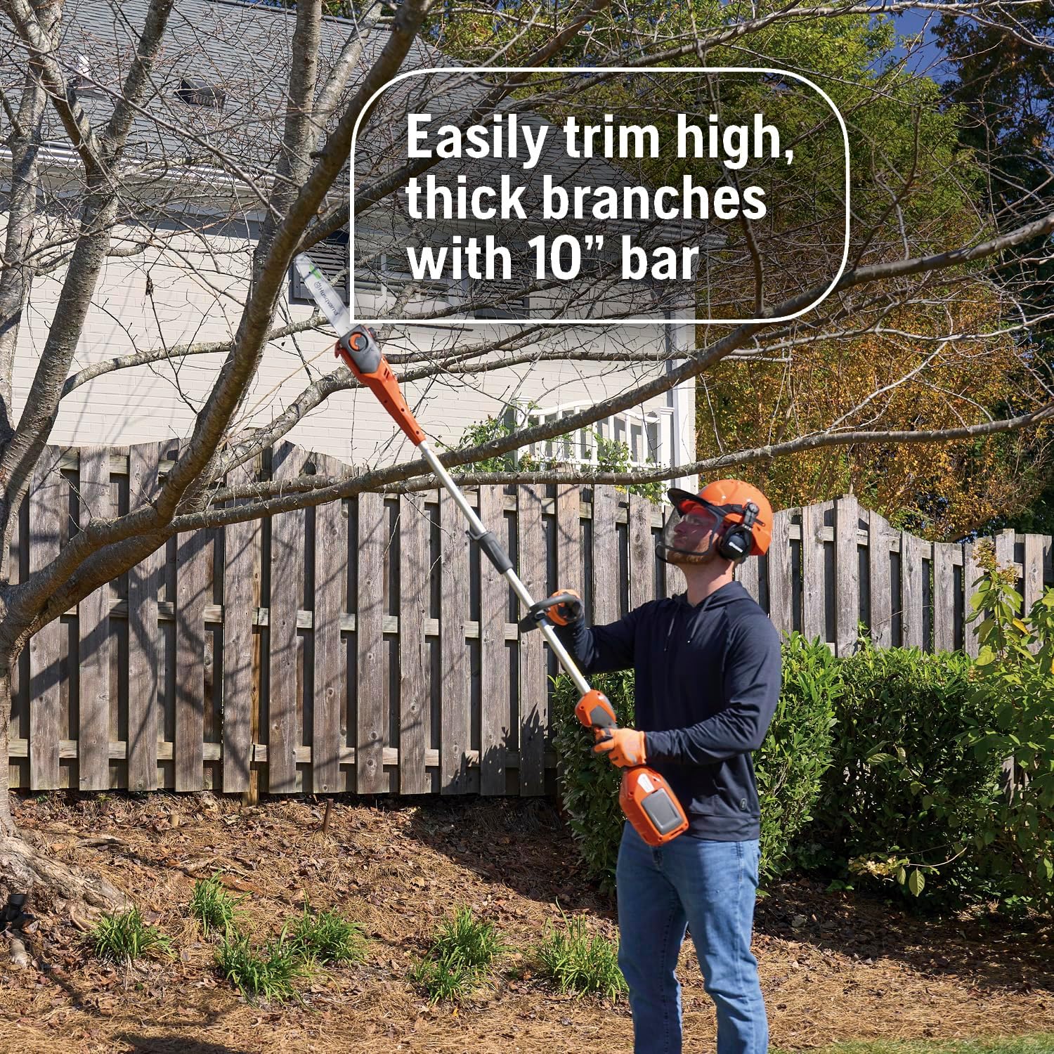 Husqvarna DP110 Pole Saw Attachment, 10-Inch FLXi Compatible Electric Pole Saw Attachment, Hook and Harness Included for Easy Storage and Additional Support