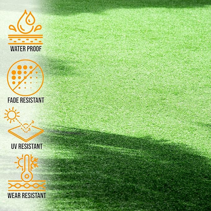 Ottomanson Artificial Turf Golf Hitting Mat 6'6" x 18' Indoor/Outdoor Waterproof Synthetic Fake Grass for Putting Practice Baseball Football Sports Gym Backyard, Custom Size 2' up to 30'