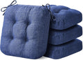 Chair Cushions, Dining Chair Cushions, Tufted Indoor Chair Pads, Set of 4, Navy Blue, 16.5'' x 16.5'' x 3.5''