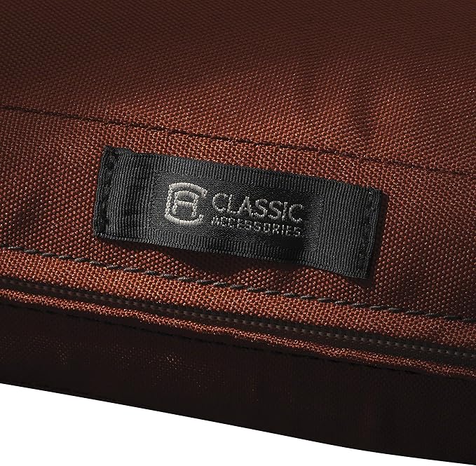 Classic Accessories Ravenna Water-Resistant 21 x 19 x 5 Inch Outdoor Seat Cushion, Durable Patio Furniture Cushion with Straps,Spice, Patio Loveseat Cushion