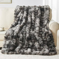 Lotus Karen Faux Fur Blanket Tie-Dye Dark Gray Twin Size - Big Bubble Rabbit Fluff Throw for Couch Small Fluffy Fuzzy Cozy Thick Furry Plush Shaggy Blankets 60x80 Inches