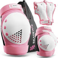 SKATEWIZ Skateboard Pads Protective Gear Set for Kids - Smash - Roller Skate Pads [6pc] - Elbow Pads Roller Derby and Knee Pads Kids Skating with Wrist Guards for Kids and Adults