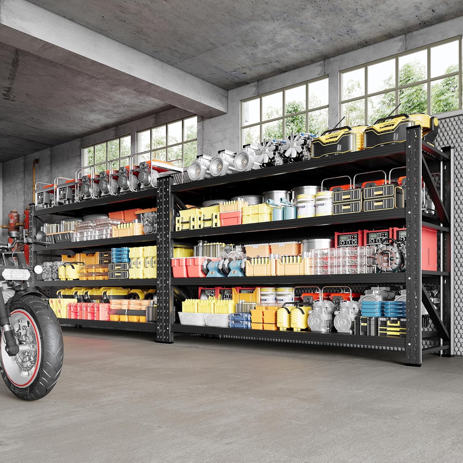 5000LBS Storage Shelves, 71" W Heavy Duty Garage Shelving Unit, Adjustable Industrial Shelving, 4 Tier Metal Shelving for Garage, Supermarket, Warehouse, 71" W x 24" D x 70" H