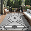 MontVoo Outdoor Rug-Waterproof Camping Rug Patio Rug Mat 6x9 Reversible Plastic Straw Outside Outdoor Rug for RV Camping Picnic Beach Balcony Backyard Pool Deck Porch Modern Boho Grey