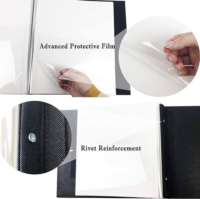 RECUTMS Photo Album Self Adhesive Magnetic DIY Scrapbook 60 Pages 13.3 x 13.4 (Inches) Accommodate 8X10 6X8 5X7 4X6 Photo Wedding Album Memory Book(Black)