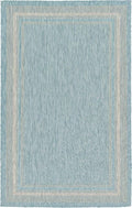 Unique Loom Outdoor Border Collection Area Rug - Soft Border (5' 1" x 8' Rectangle, Aquamarine/ Ivory)
