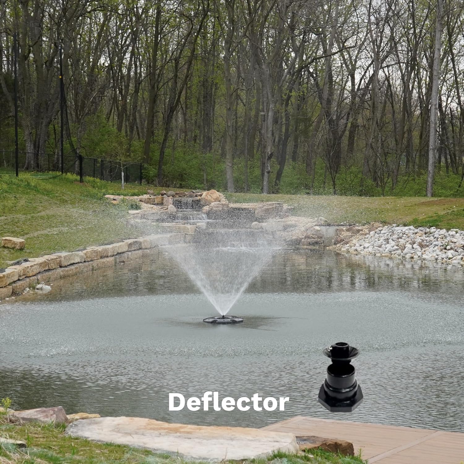 HALF OFF PONDS Floating Fountain – 1.75 HP Pond Aerator with 200' Cord – 14,800 GPH Water Pump – 11 Spray Patterns - Energy-Efficient – for Large Ponds, Lakes & Water Gardens