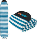 SUN CUBE Surfboard Sock Cover, Protective Surf Bag for Surfing Board, Light Stretchy Surfbag Sleeve for Longboard, Hybrid (8'6'', Black White)