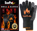 BBQ Grill Gloves Cooking Oven Mitts Fire Heat Resistant to 1400 Degrees Accessories for Barbecue Smoker Egg Fryer Hamburgers Pizza Steaks- Crock pots/Slow cookers -USA Owned Company-