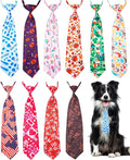 PET SHOW 10 Pack Holiday Big Dog Ties Neckties for Large Breed Dogs XL Adjustable Grooming Accessories Neck Ties Bowties Girl Boy Pets Festival Costumes Wedding Party Gift Favor