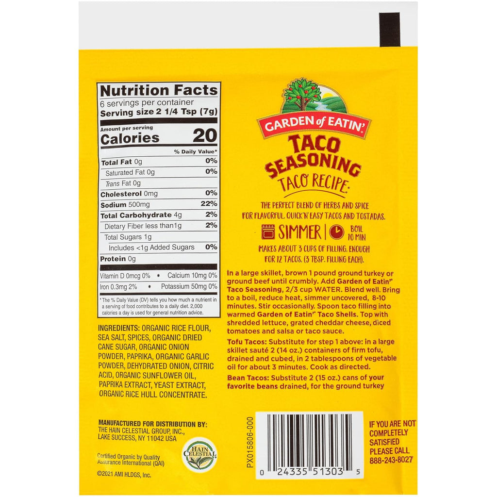 Garden of Eatin' Taco Seasoning Mix, 1.4 oz, Pack of 12