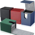 Yookeer 4 Pieces Leather Deck Card Boxes Cards Deck Game Box for Collectible Playing Card Box Compatible with MTG Commander(Black and Red, Green, Blue, Red,Vertical)