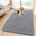 Smiry Dog Door Mat for Muddy Paws 70x35, Absorbs Moisture and Dirt Doormat, Non-Slip Washable Quick Dry Chenille Front Door Mat Indoor Entrance, Entryway Carpet for Inside Floor, Grey