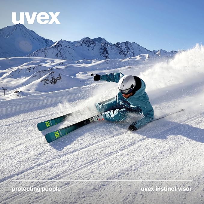 uvex Instinct Visor - Adjustable ski & Snowboard Helmet with Integrated Visor for Women & Men - White-Black Matte - Large
