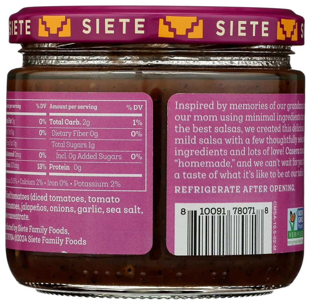 Siete Casera Mild Salsa, 10.5 oz, Case of 6