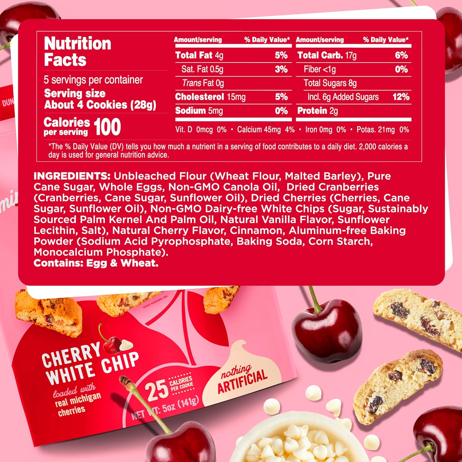 Cooper Street Cookies, Michigan Cherry White Chocolate, 5 Oz. (Pack of 6)