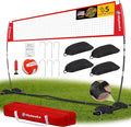 12ft/14ft Portable Volleyball Training Practice Net Set 5 Heights Adjustable for Indoor Outdoor with Tetoron Net, Freestanding Base, PU Volleyball, Carry Bag, Sandbags - Instant Set Up