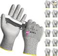 Schwer 12 Pairs ANSI A4 Cut Resistant Work Gloves, Cut Proof Gloves with PU Coating, Used for Metal Fabrication, WoodWorking, Construction, Non Slip, Durable, XS, CR13001