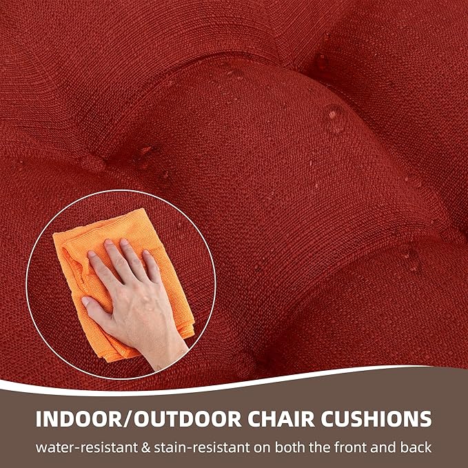 RACE LEAF Chair Cushions 19" x 19" Red - Outdoor/Indoor Patio Cushions Set of 2 - Replacement Cushions for Chairs and Seating - Chair Seat Pads for Porch, Deck, and Garden Seats