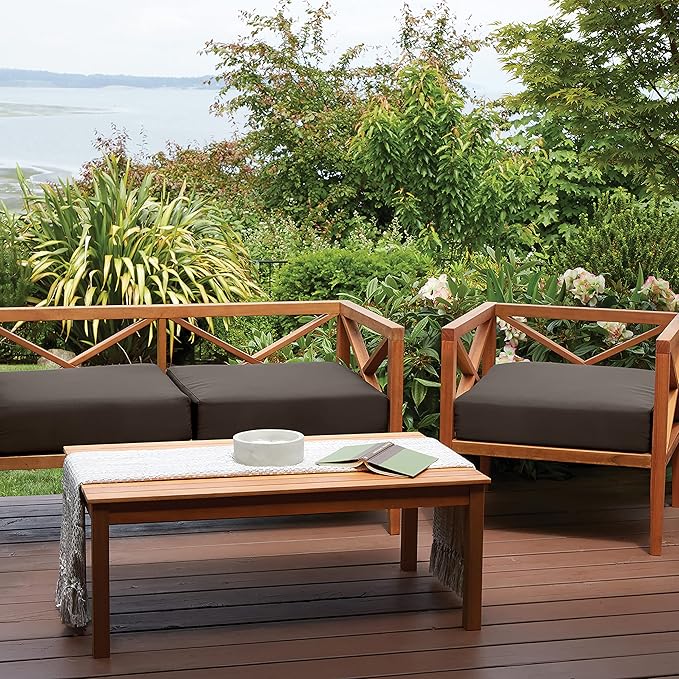 Classic Accessories Ravenna Water-Resistant 21 x 21 x 3 Inch Patio Seat Cushion, Espresso