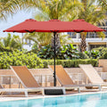 Vongrasig 15FT Large Patio Umbrella with Base Included, Outdoor Double sided Umbrellas with Crank Handle, Rectangle Table Umbrella for Pool Lawn Garden Market